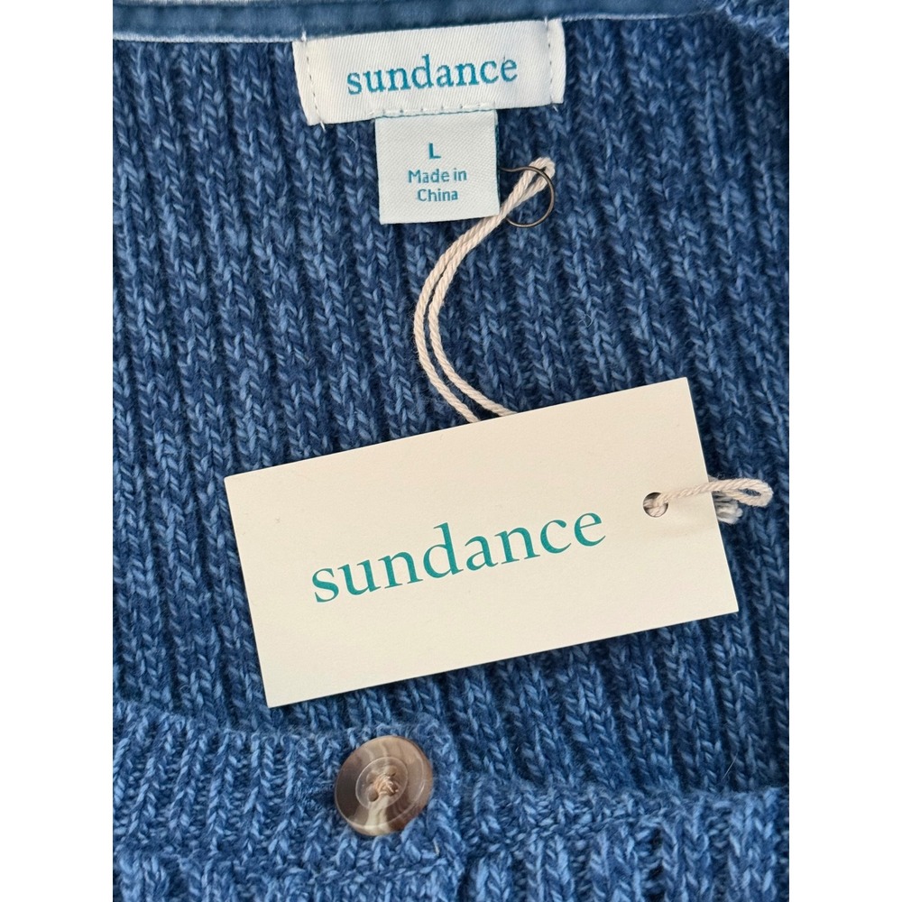 Sundance Womens Birdie Knit Blue Henly Sweater Silk Blend Size L NWT - Picture 6 of 8